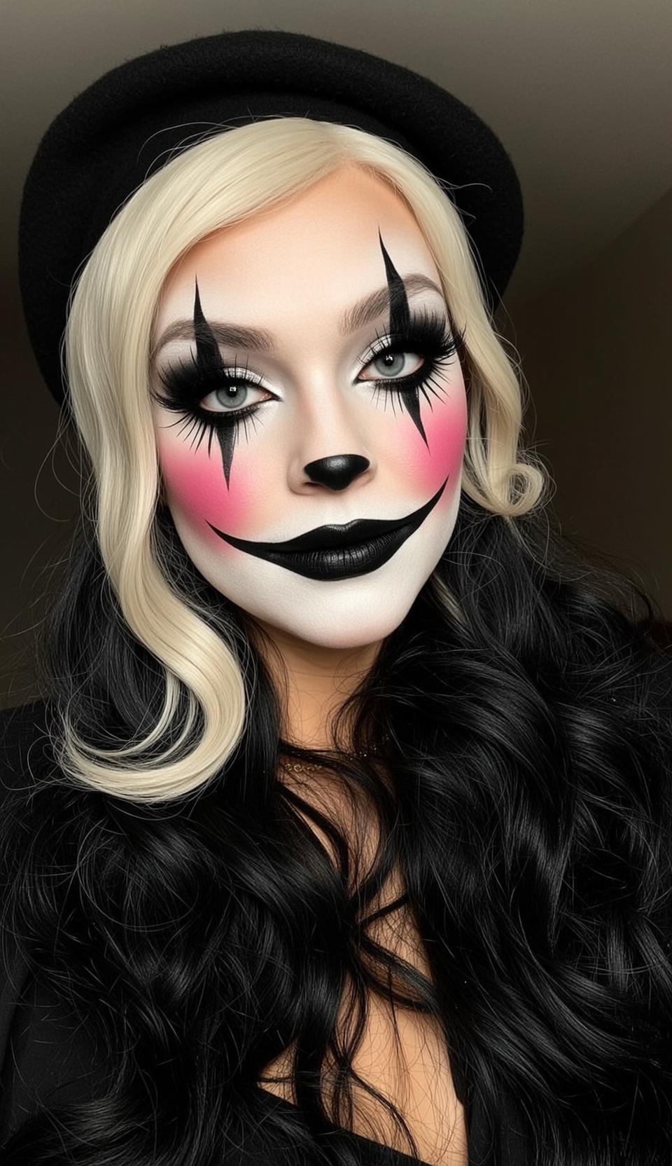 Clown Makeup on Dark Background