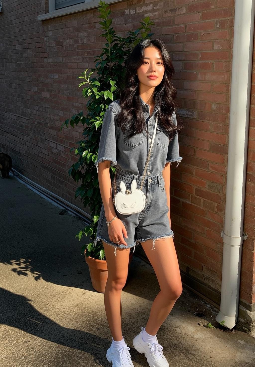 Denim Jumpsuit Side Pose