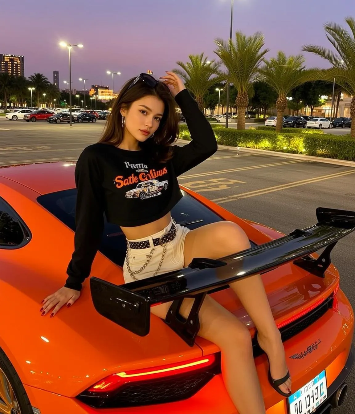 Sunglasses In Black Crop Top Portrait