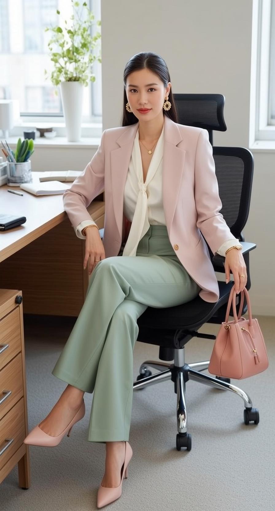Pink Blazer Office Smile
