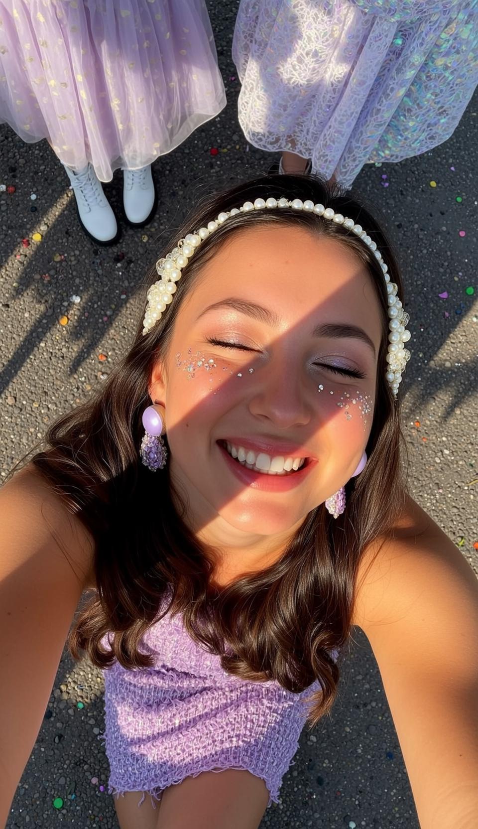 Purple Festival Confetti Selfie