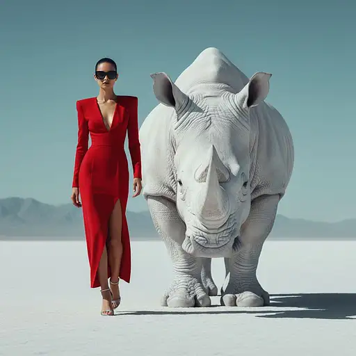 Scene Type Editorial Fashion Surrealism Location Barren White Desert With