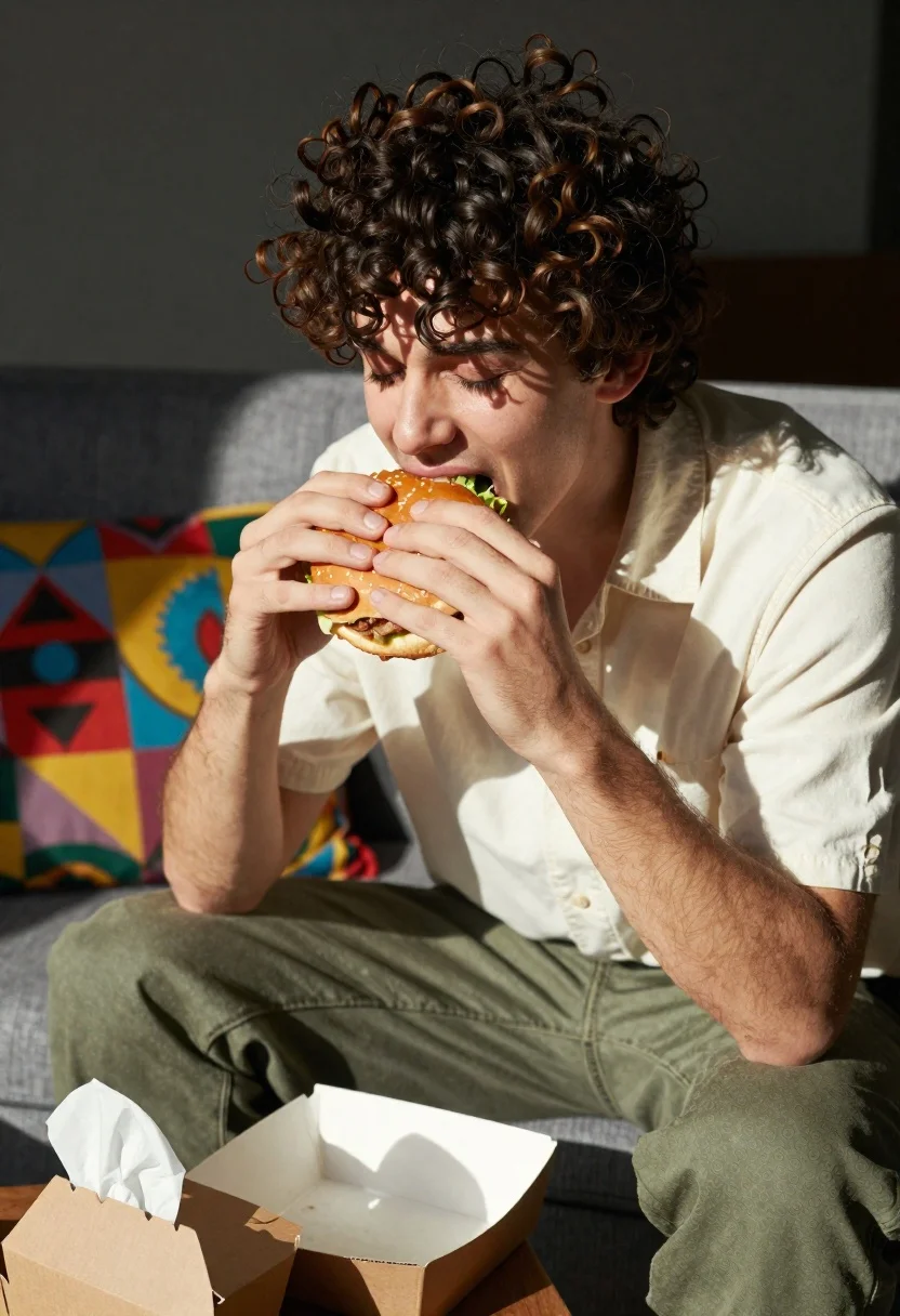 Subject Young Man With Curly Dark Brown Hair And His reference photo