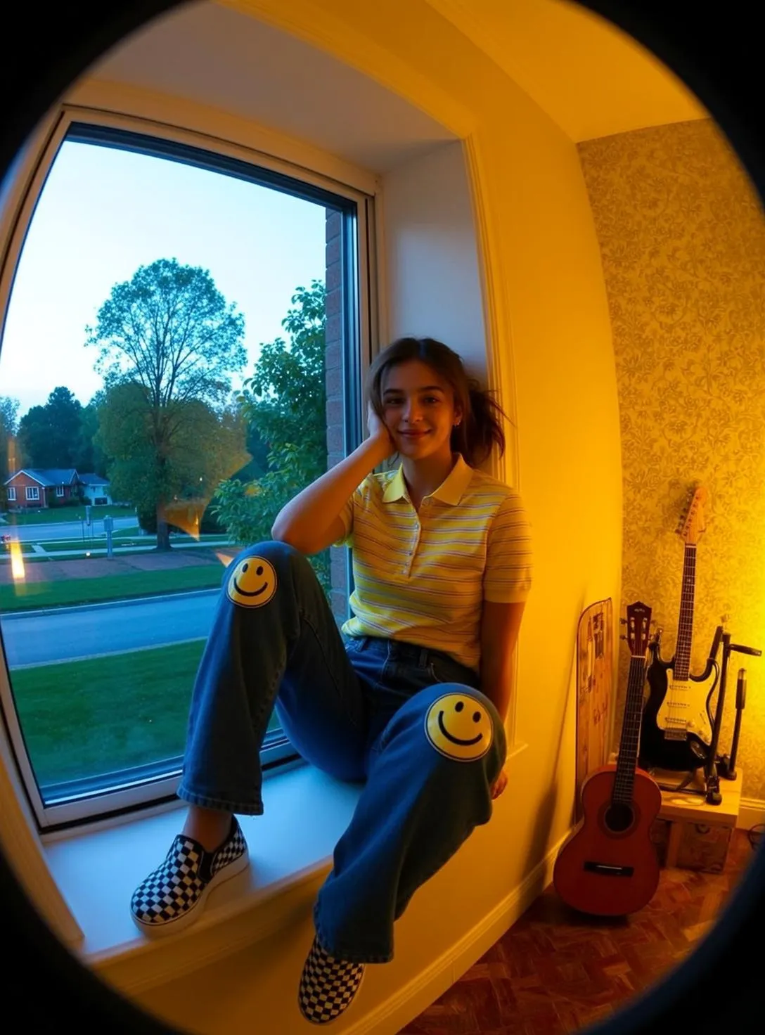Yellow Polo Windowsill Scene