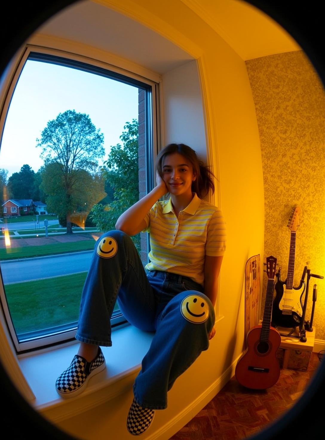 Yellow Polo Windowsill Scene
