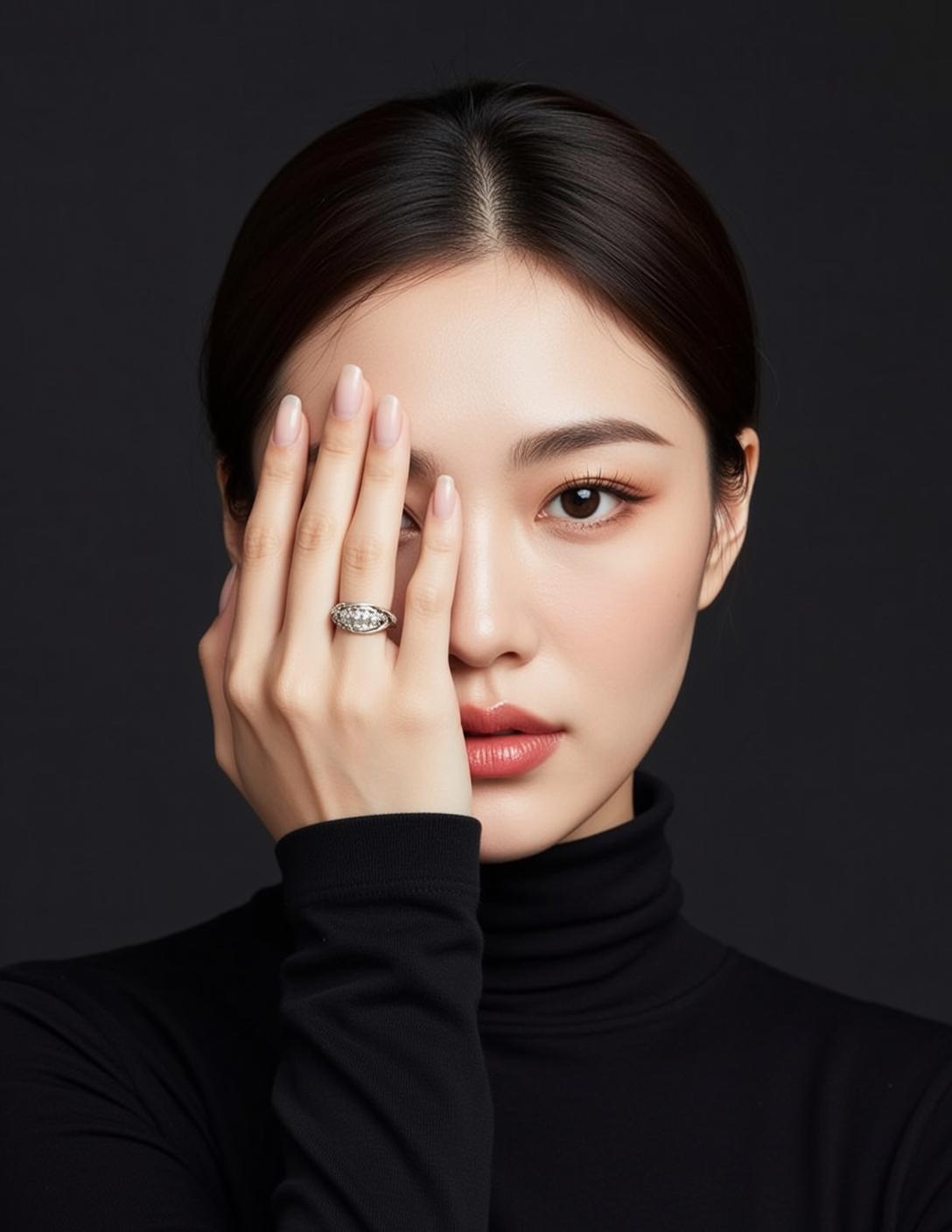 Black Turtleneck Hand Over Eye