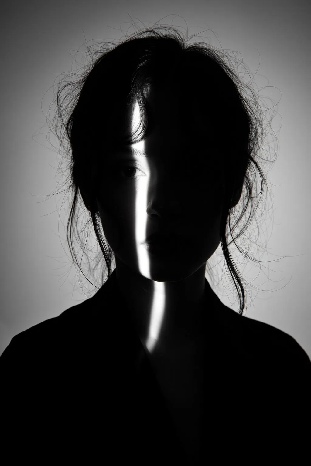 Photorealistic Portrait Young Woman Facing Forward With Neutral Expression Her