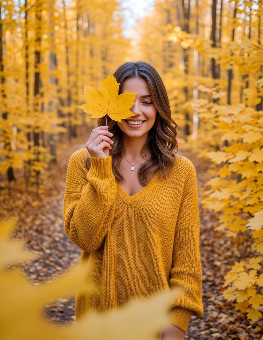 Yellow Sweater Maple Leaf