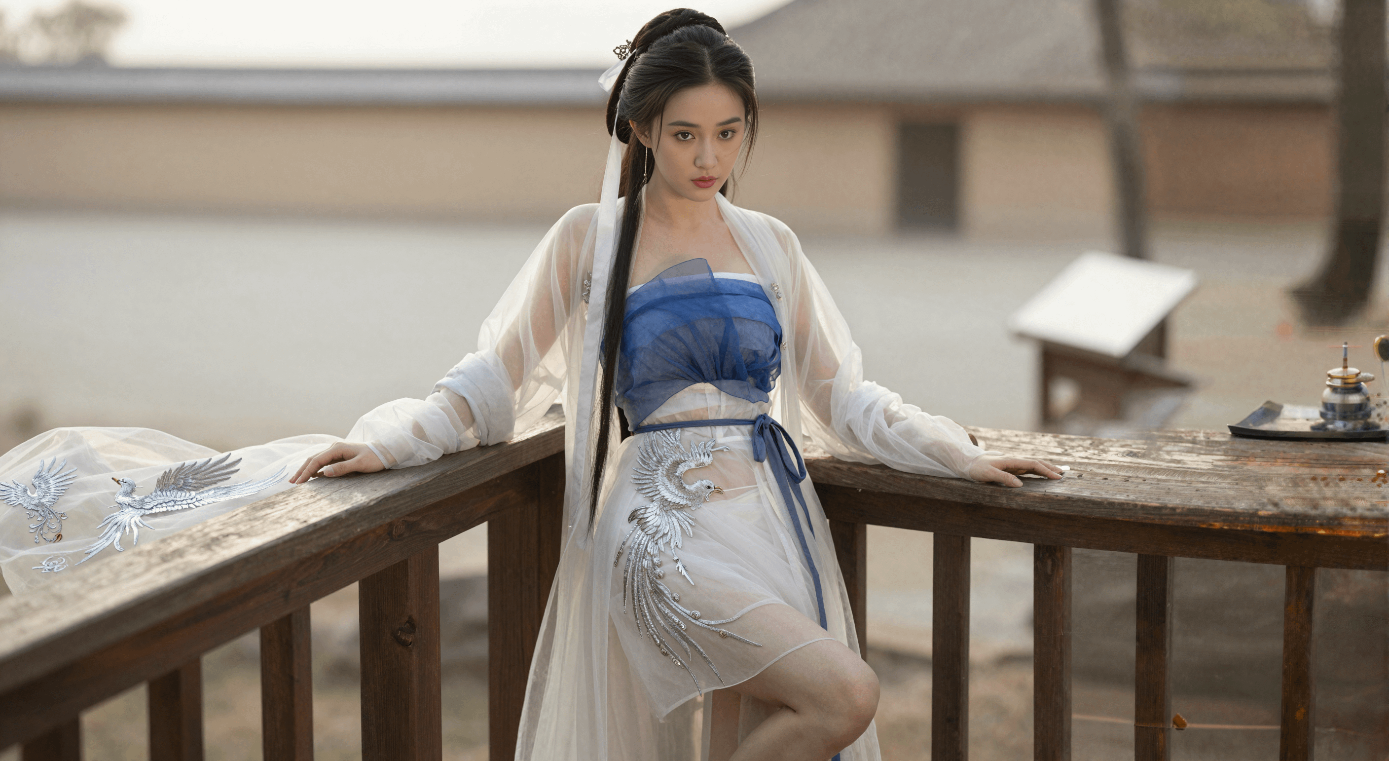 Hanfu On Wooden Balcony Soft Lighting