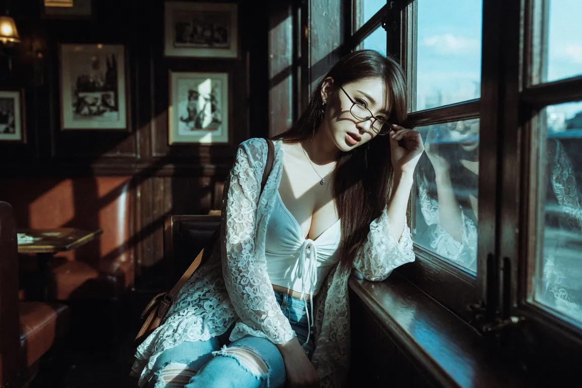 Glasses And Earrings With White Top