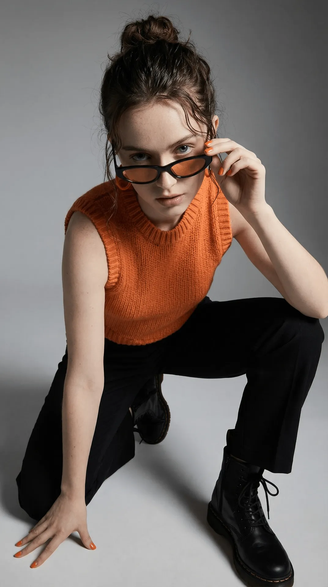 Sunglasses Makeup Earrings And Nails In Studio Portrait