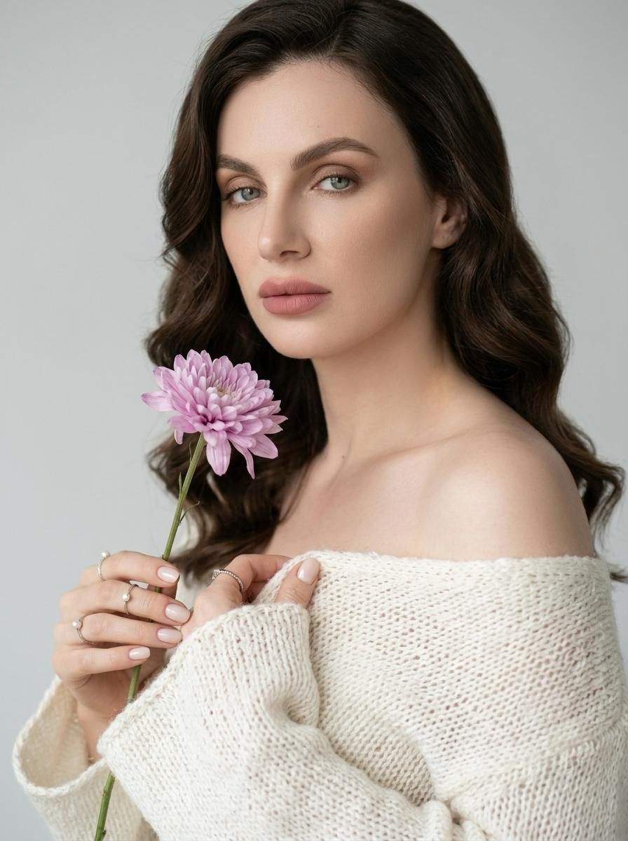 Lilac Flower And Voluminous Dress