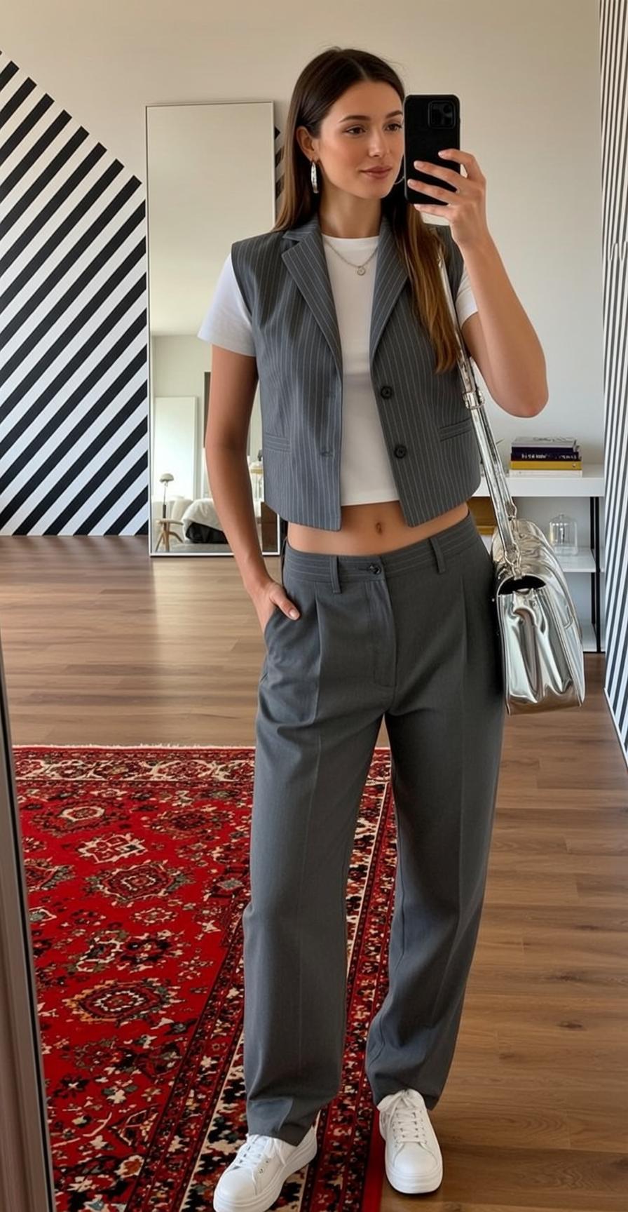 Modern Apartment White T Shirt Pinstripe Suit