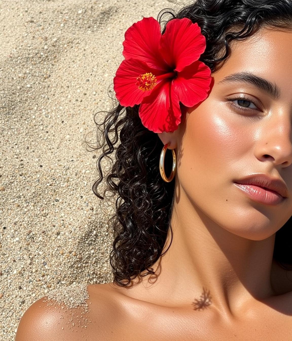 Red Hibiscus Beach Glow