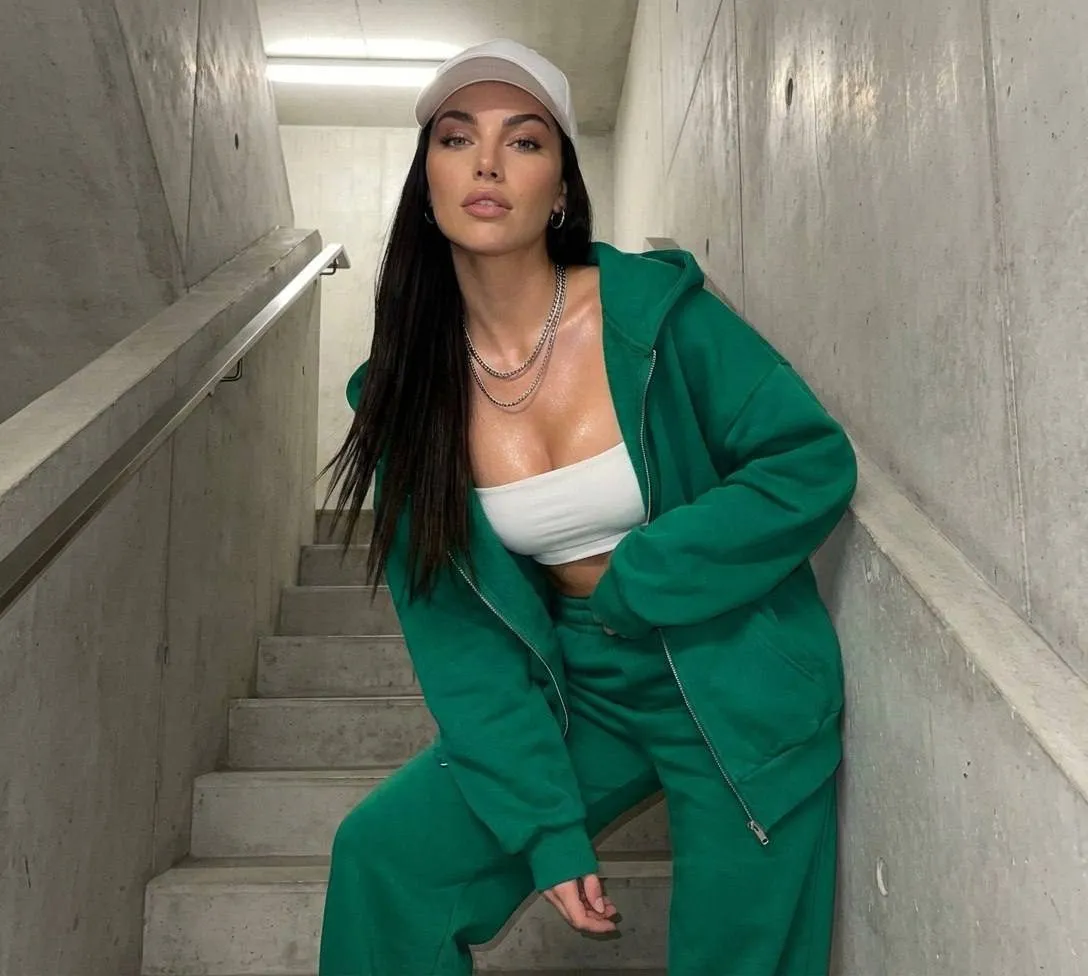 Makeup And Earrings With Oversized Emerald Hoodie