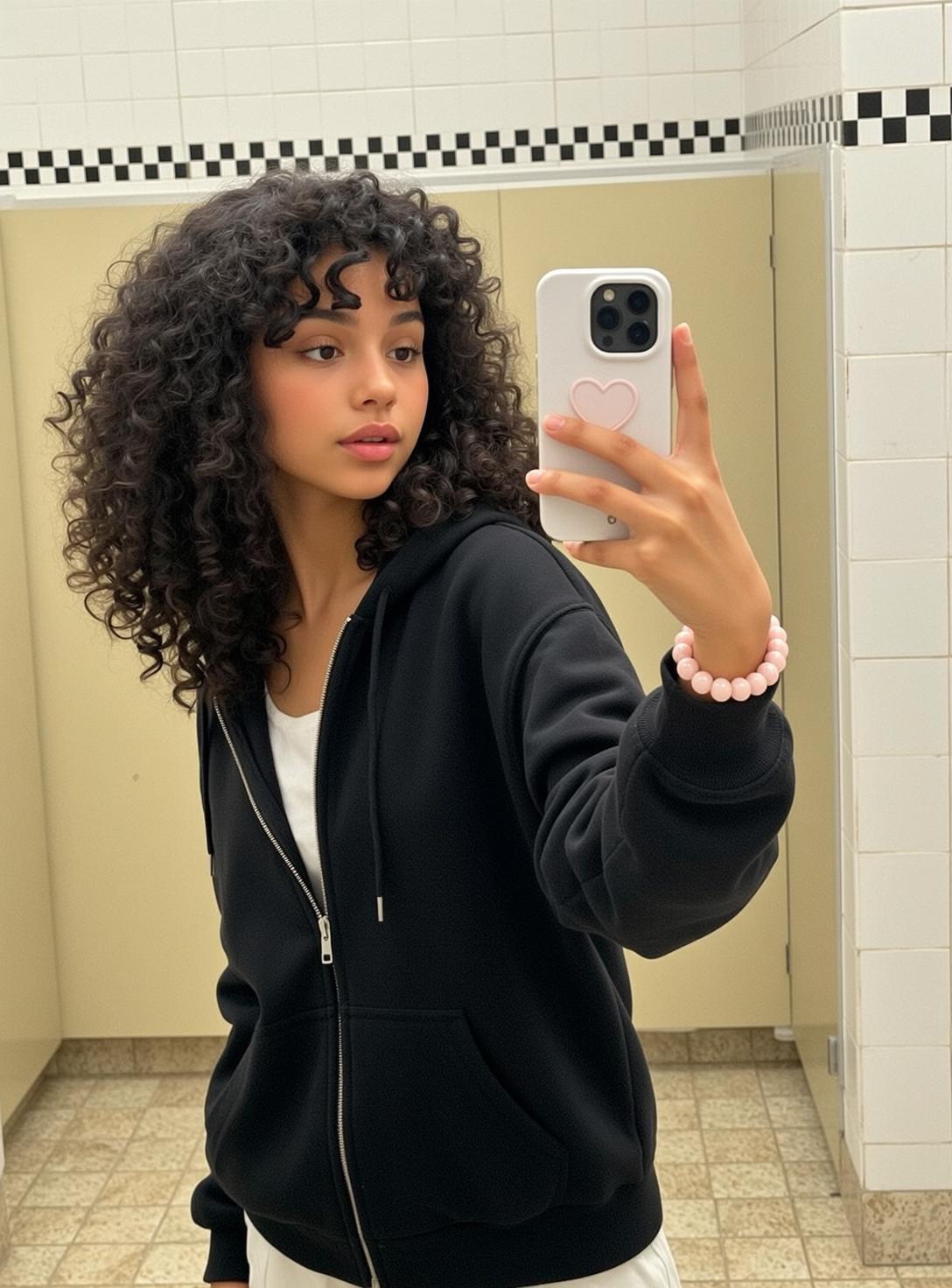 Explore Young Taking Mirror Selfie Public Restroom