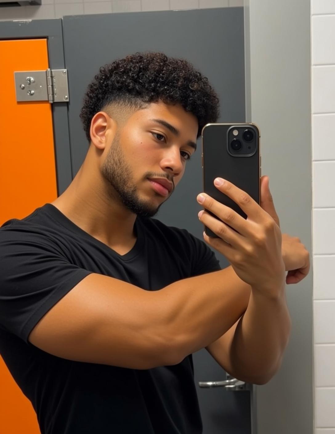 Black Tee Mirror Selfie