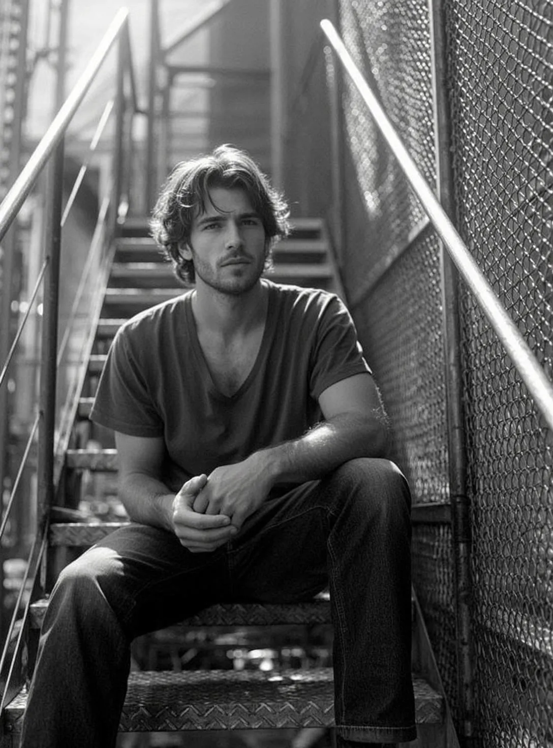 Explore Seated Metal Stairs Facing His Body