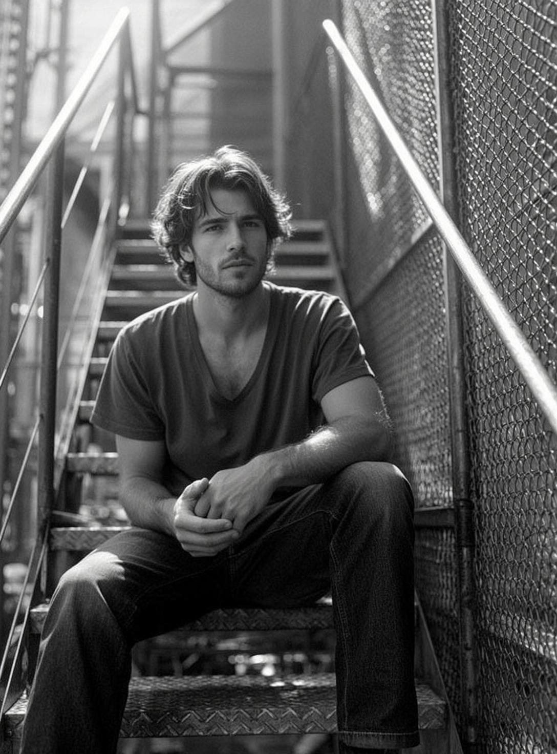 Explore Seated Metal Stairs Facing His Body