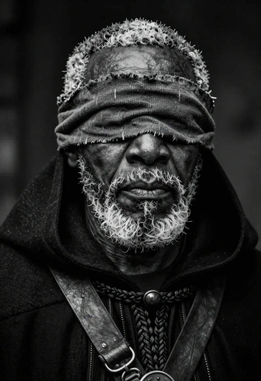 Cinematic Close-up Portrait Elderly Black Man With Short Gray Hair