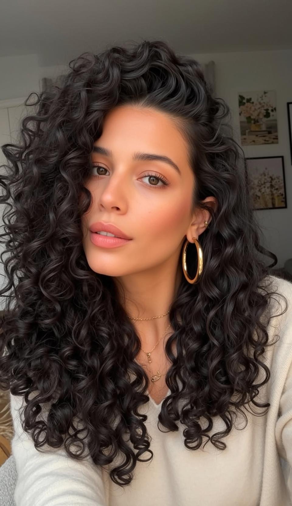 Hair Salon Young Long Dark Curly Light