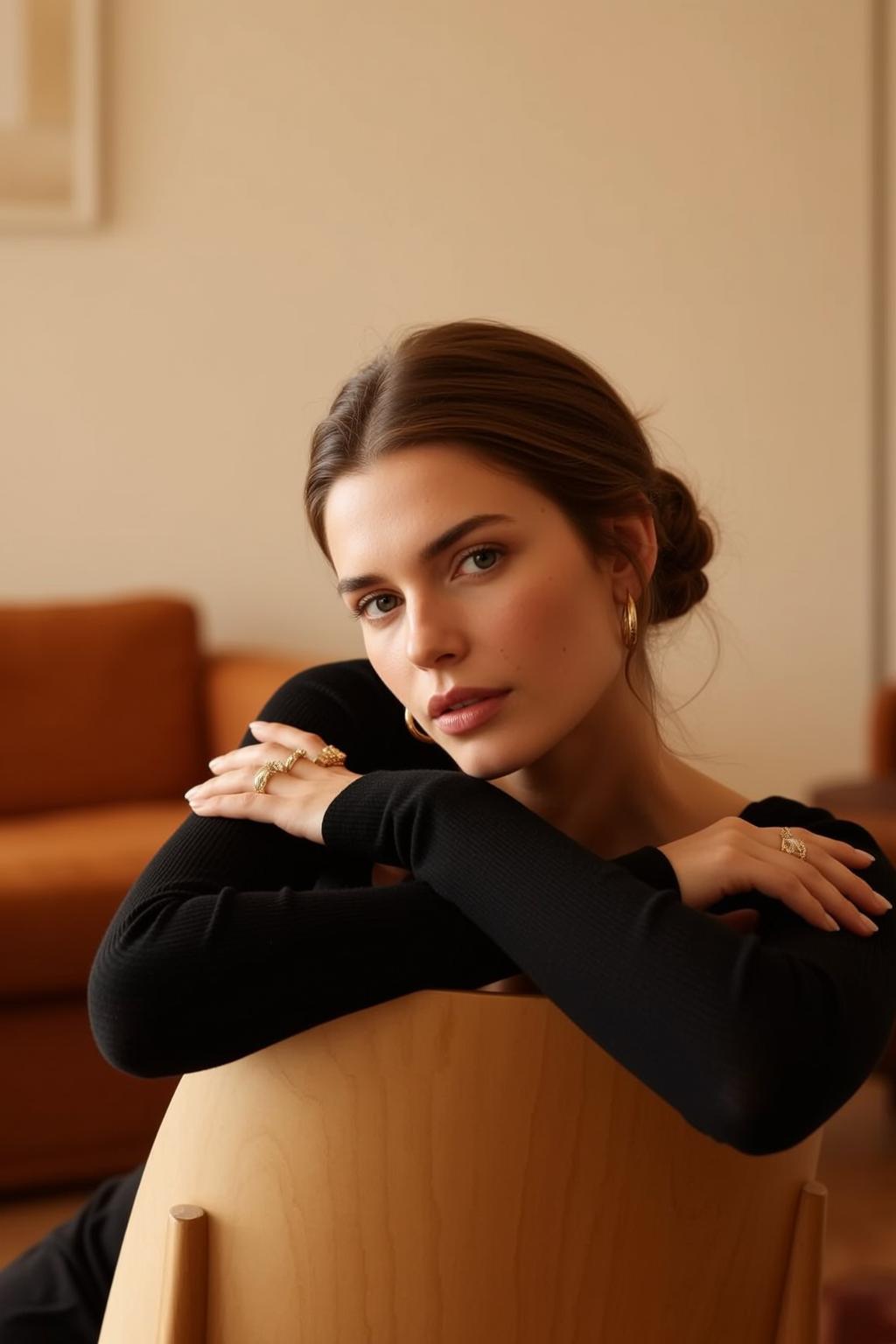 Luxury Young Brown Pulled Back Bun Fair