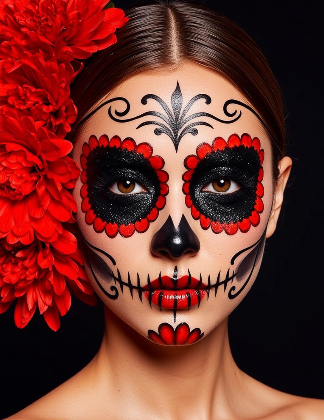 Halloween Makeup Sugar Skull Dark Brown Pulled