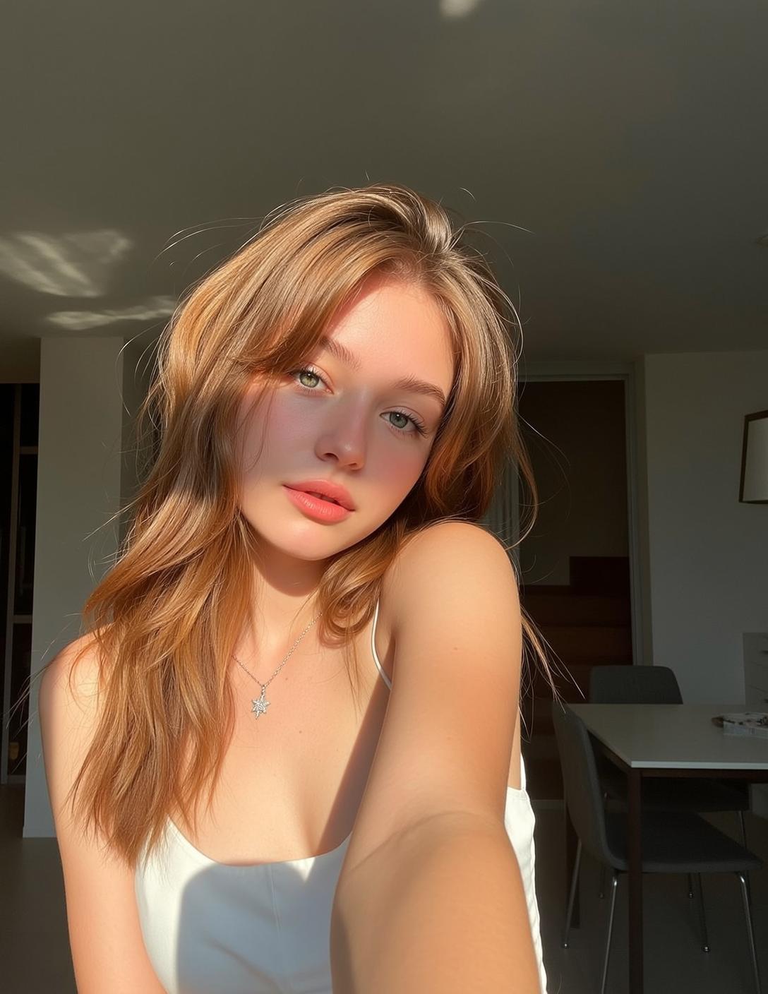 Explore Captured Close-up Selfie-style Holding Her Right