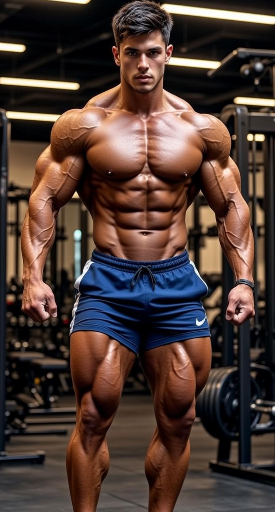 Beachside Bodybuilder Flex Pose
