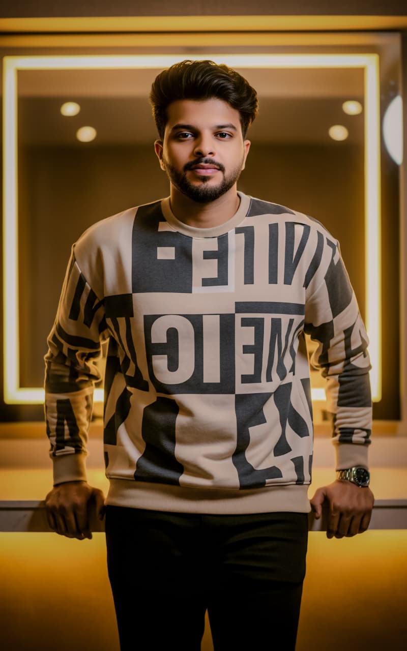 Man In Modern Room With Sweatshirt