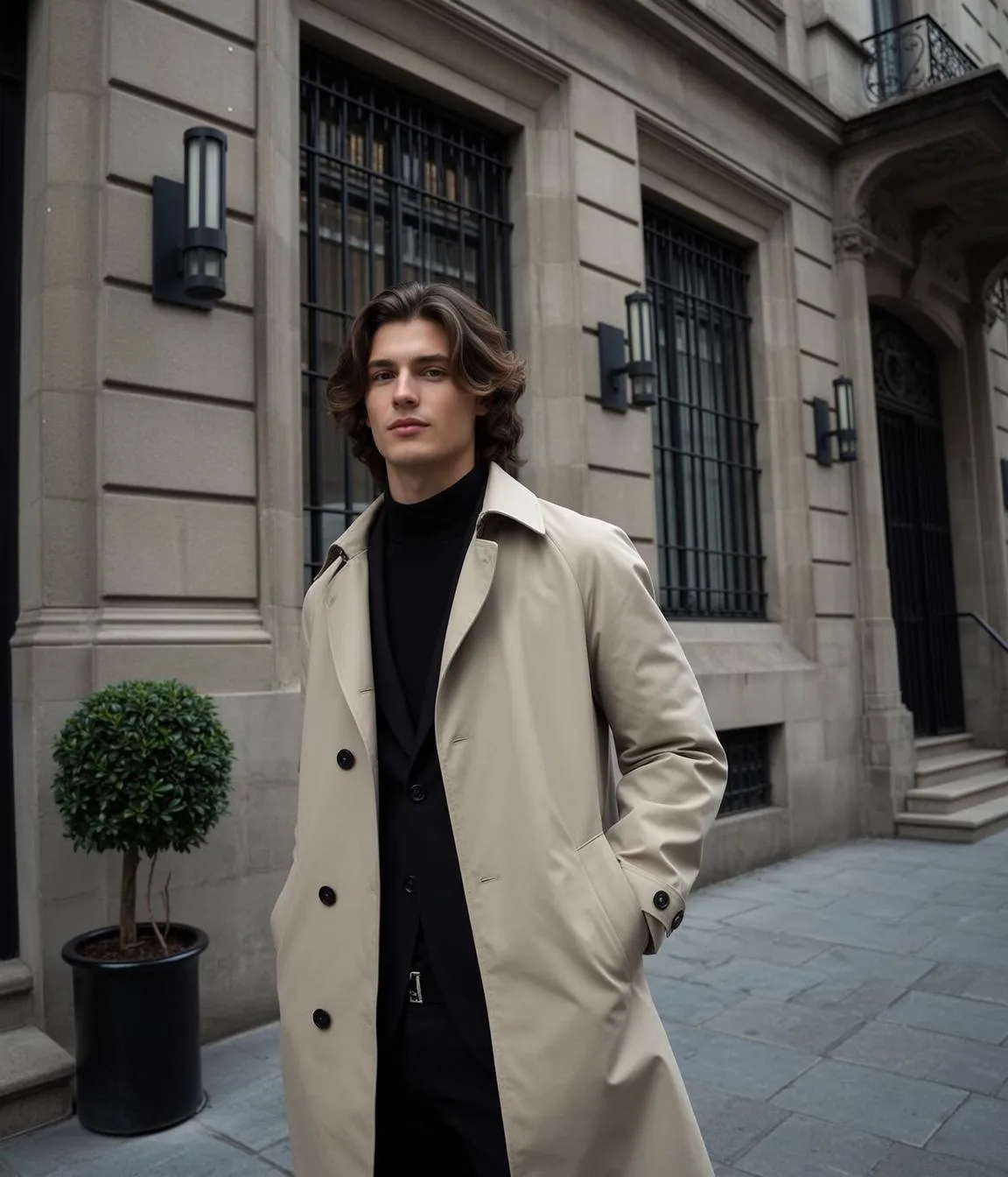 Trench Coat Turtleneck City Portrait