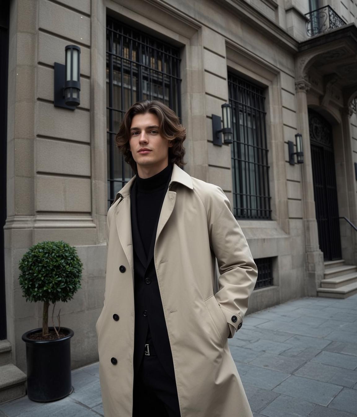 Trench Coat Turtleneck City Portrait