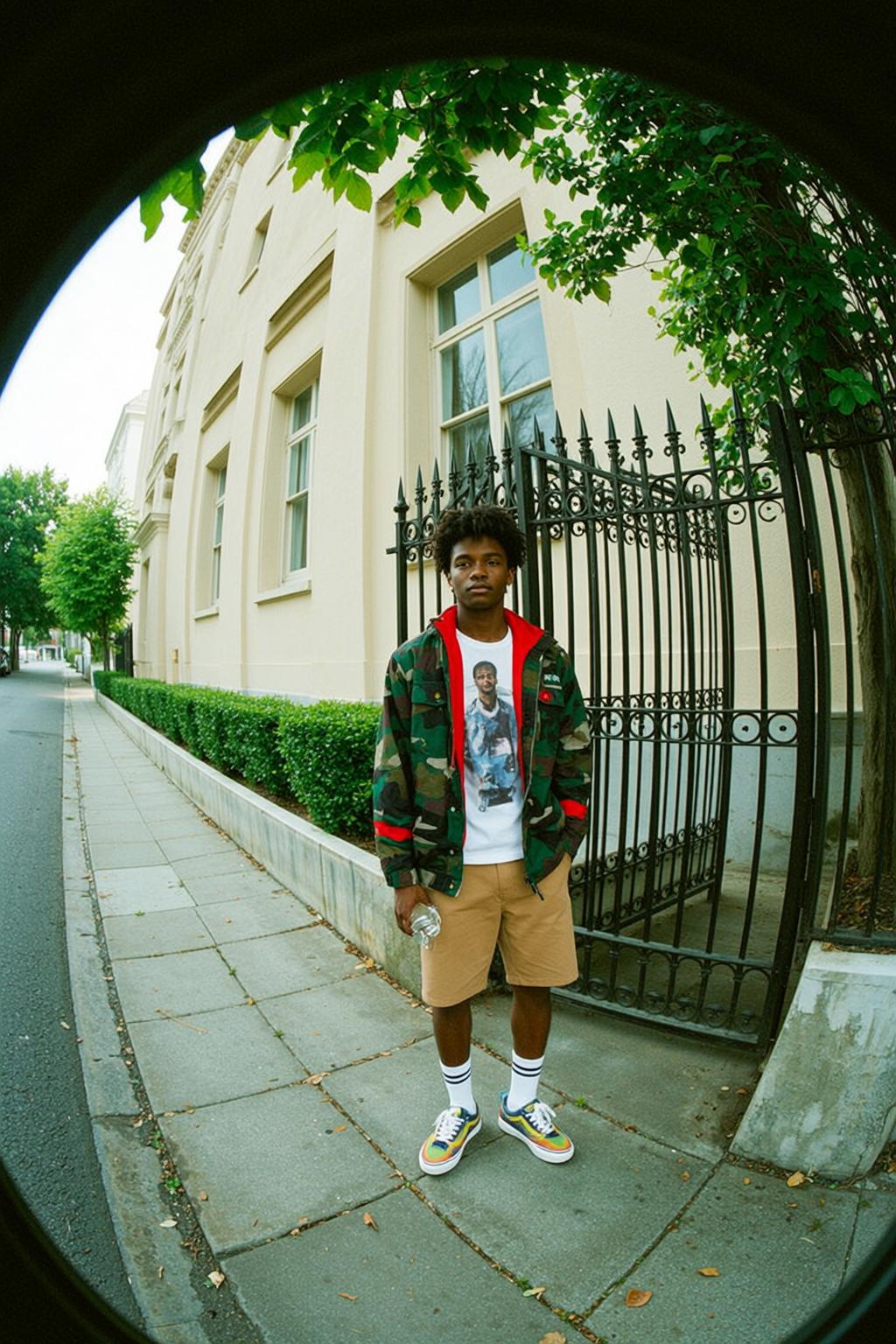 Fisheye Young Black Short Curly Dark White