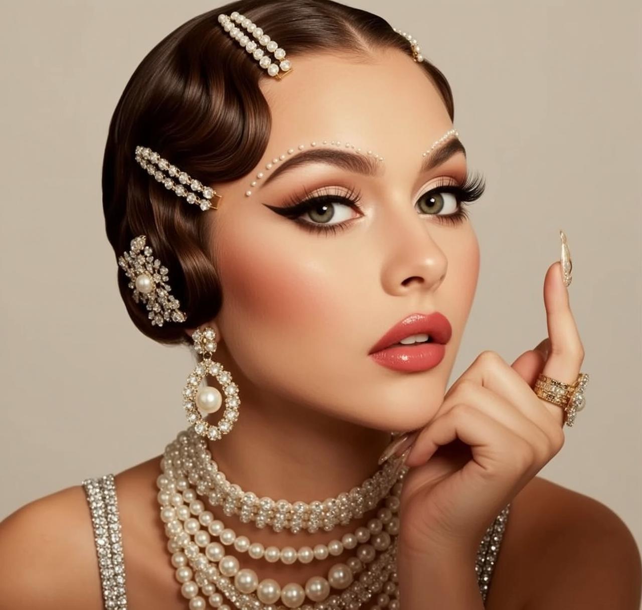 Photorealistic Portrait Young Woman With Vintage 1920s Inspired Look Captured