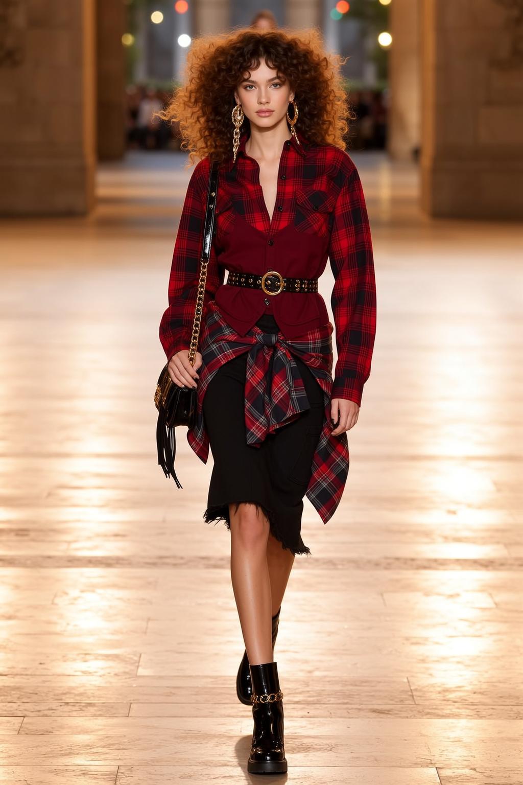 Fashion Week Young Voluminous Curly Brown Hair