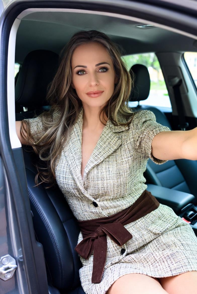 Tweed Blazer In Car Interior Natural Light