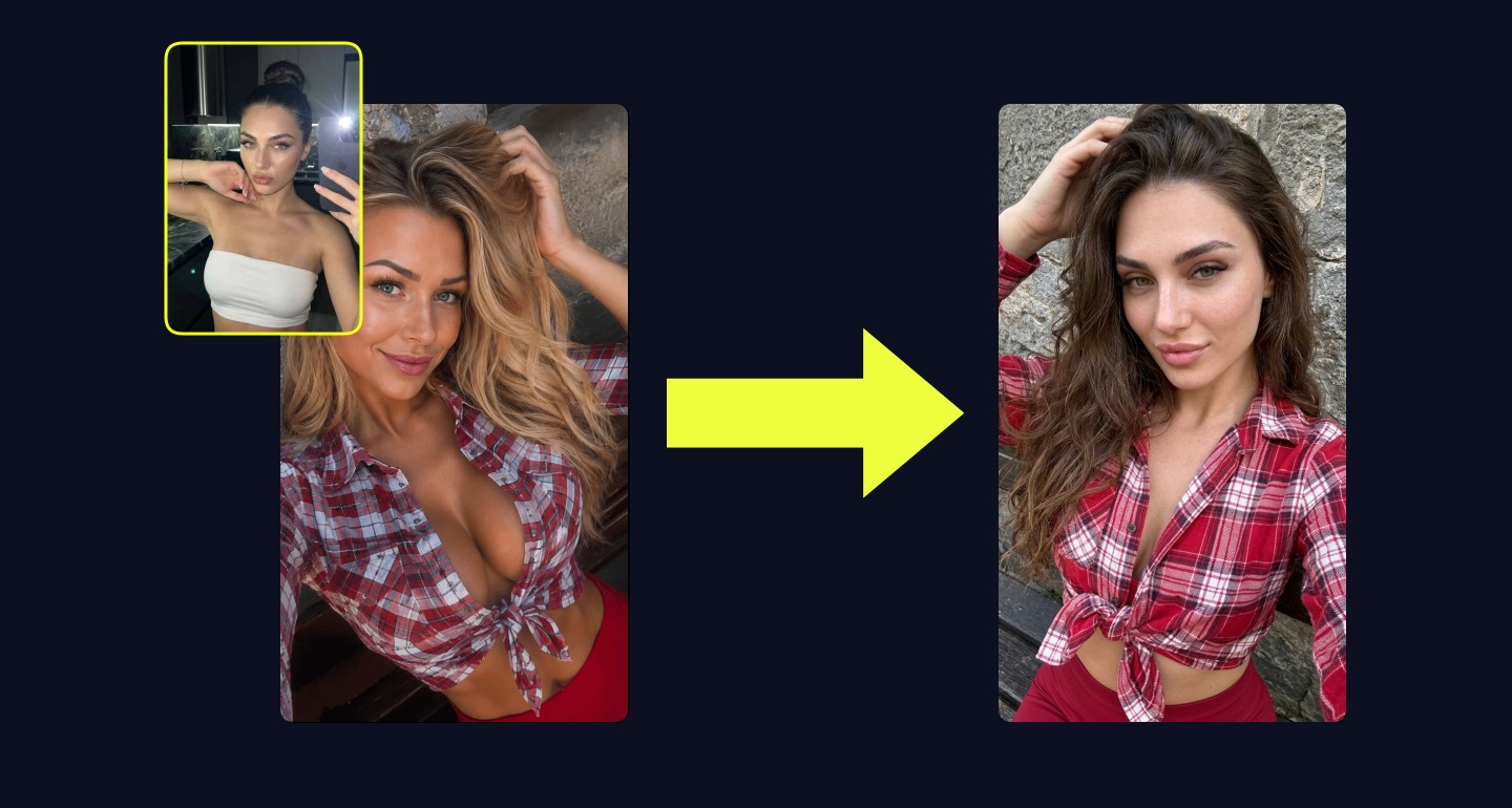 Lily remix walkthrough for High Angle Selfie Red Plaid Shirt Deep V Cleavage