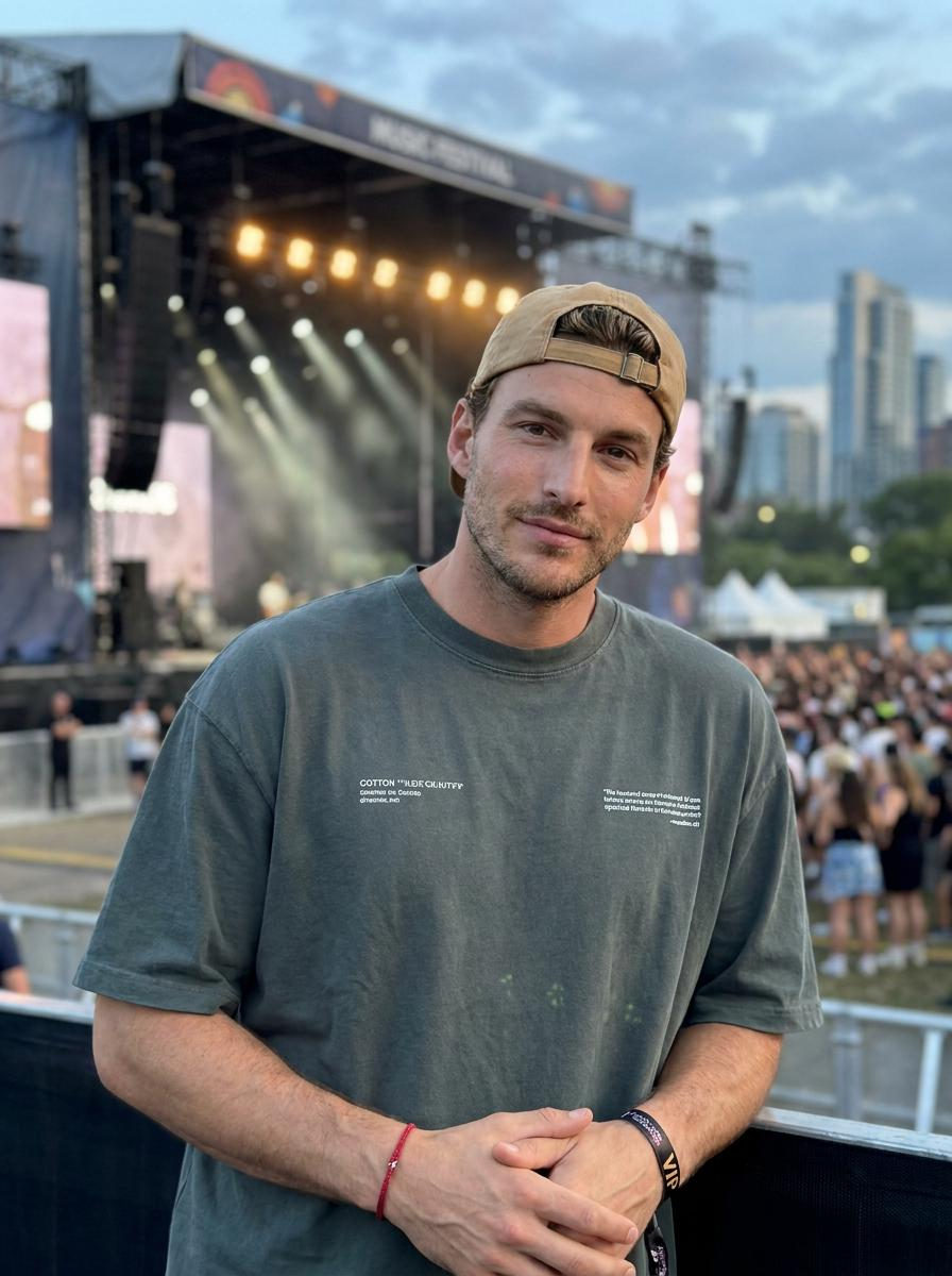 Concert Stadium Wearing Graphite Green T Shirt