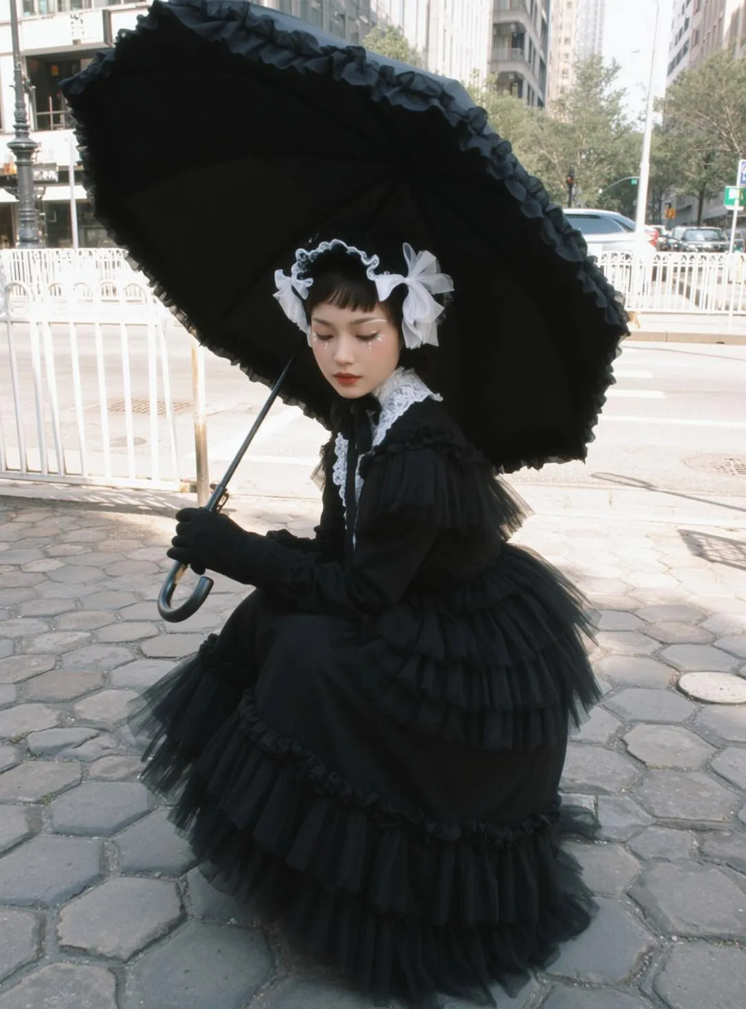 Umbrella Crouch Portrait