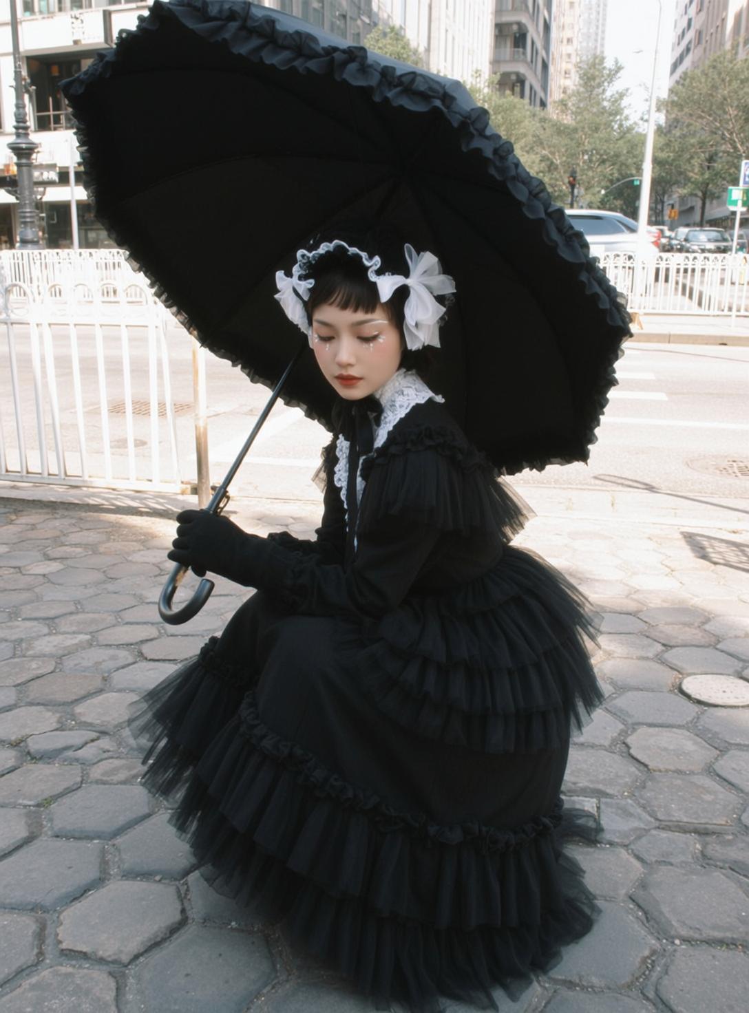 Umbrella Crouch Portrait