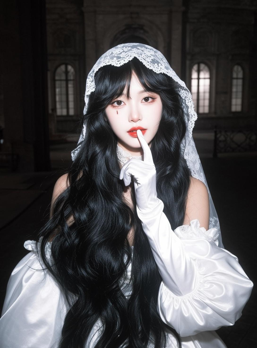 White Satin Ruffled Dress
