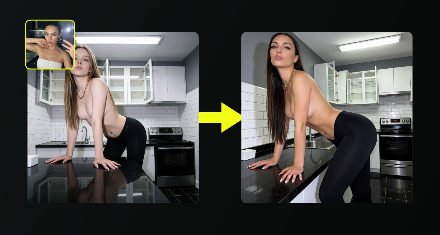 Lily remix walkthrough for Black Leggings Gold Chain Modern Kitchen Pose
