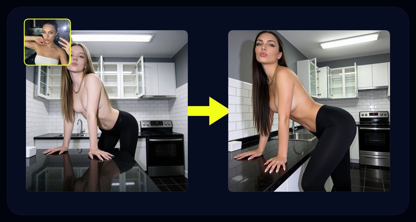 Lily remix walkthrough for Black Leggings Gold Chain Modern Kitchen Pose
