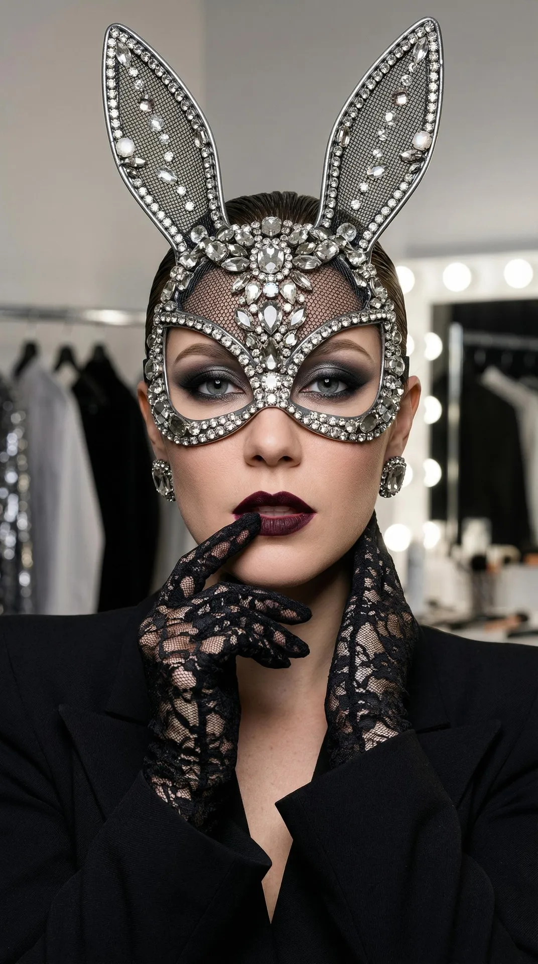 Makeup And Earrings In Studio Portrait