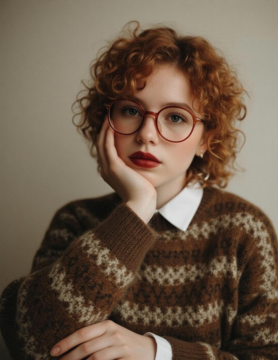 Autumn Young Short Curly Red Fair Brown