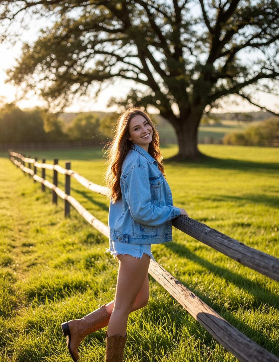 Denim Jacket Fence Tree