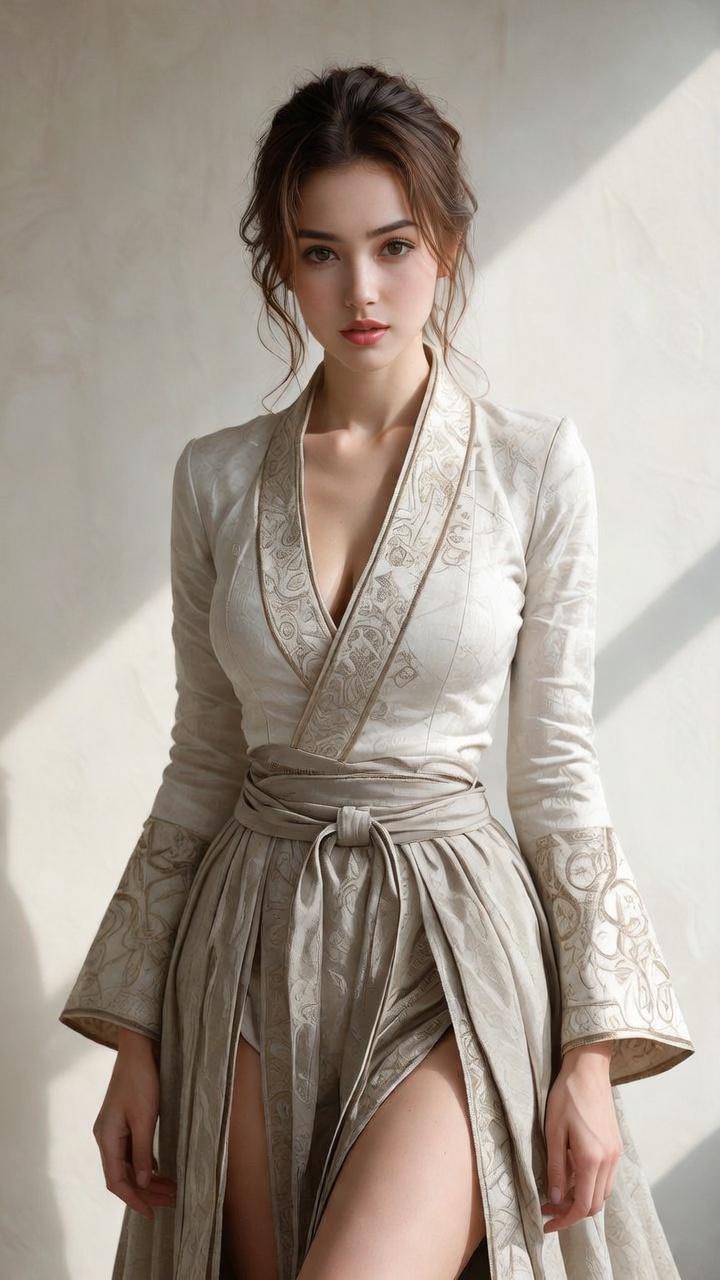 Elegant East Robe With Gold Embroidery Soft Light