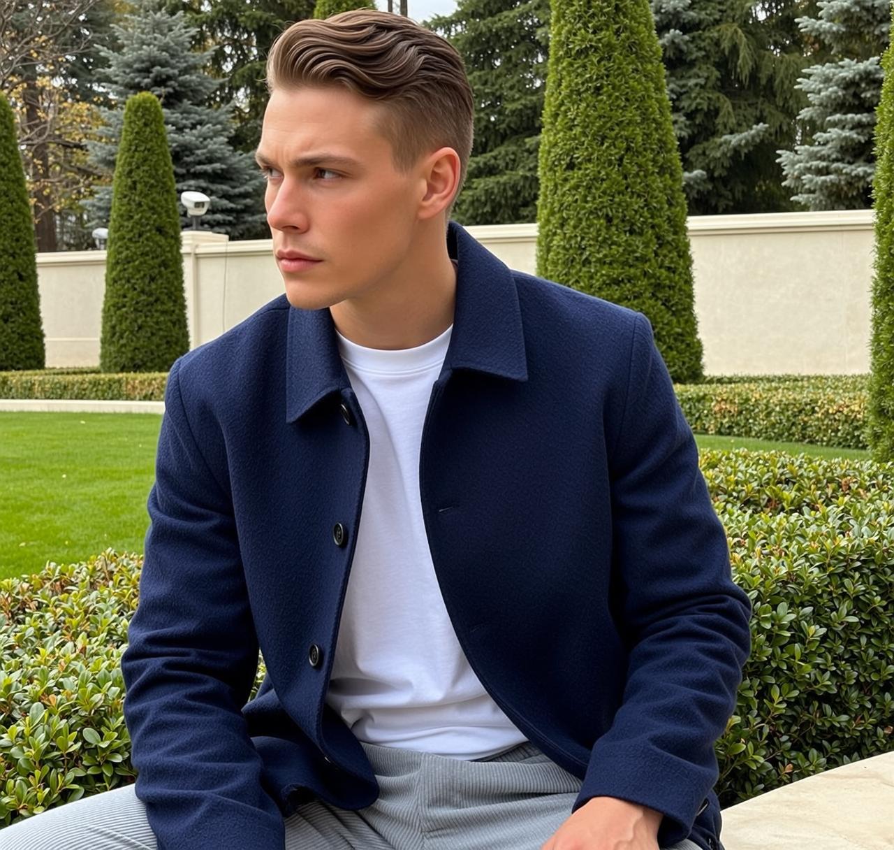 Explore Seated Outdoors Looking His Left Neutral