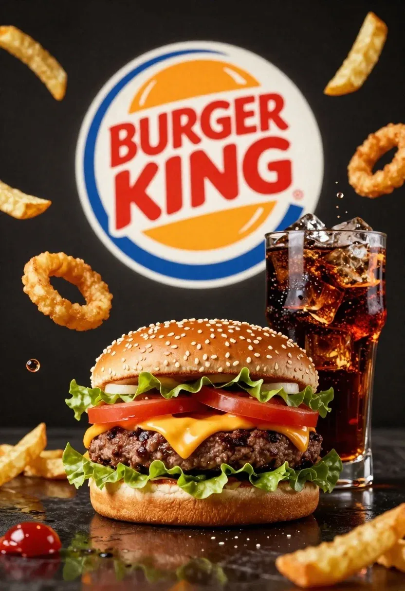 Dynamic Commercial Advertisement Featuring Large Appetizing Cheeseburger And Glass Soda