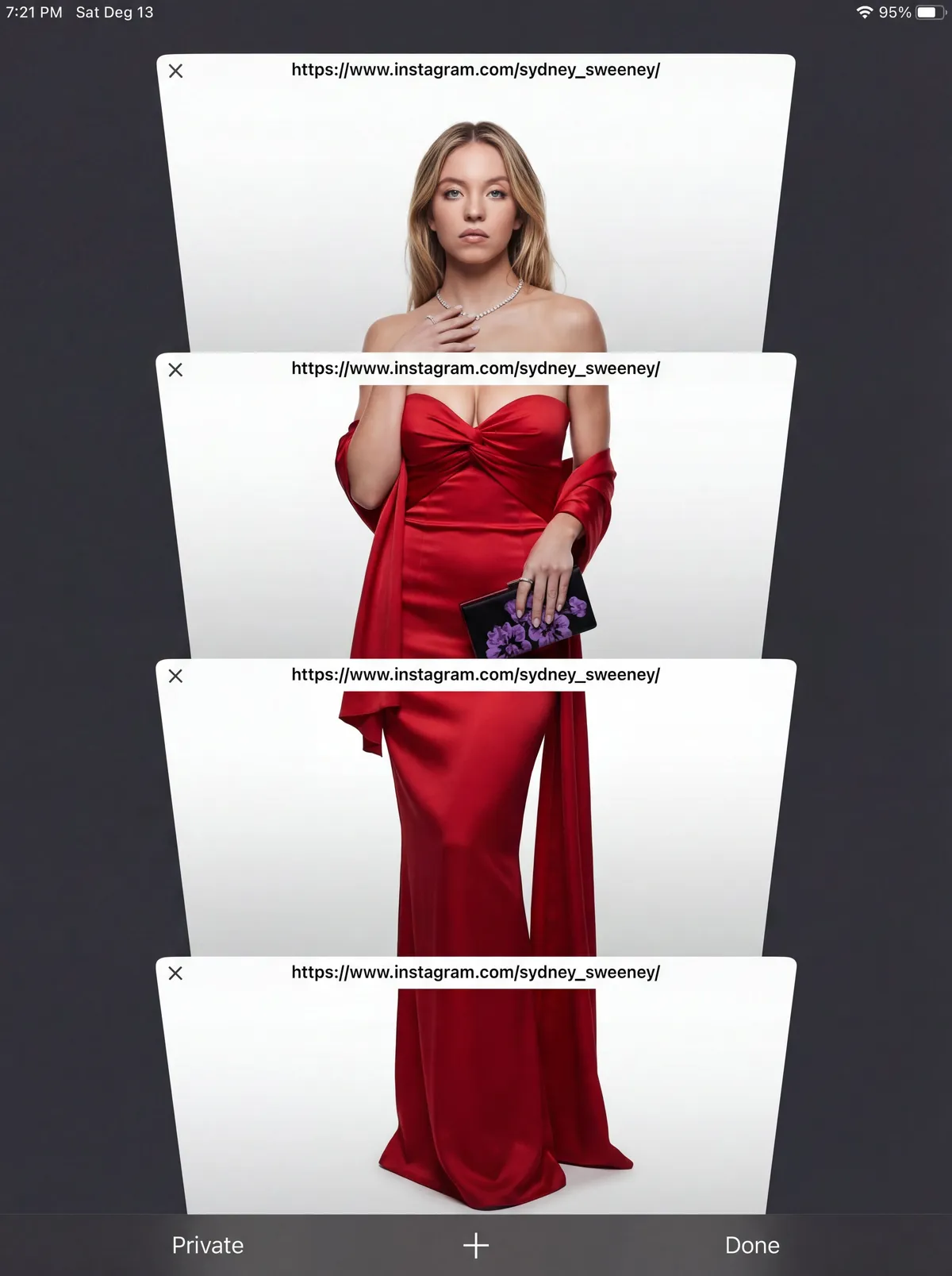Crimson Satin Gown Studio Portrait Low Angle